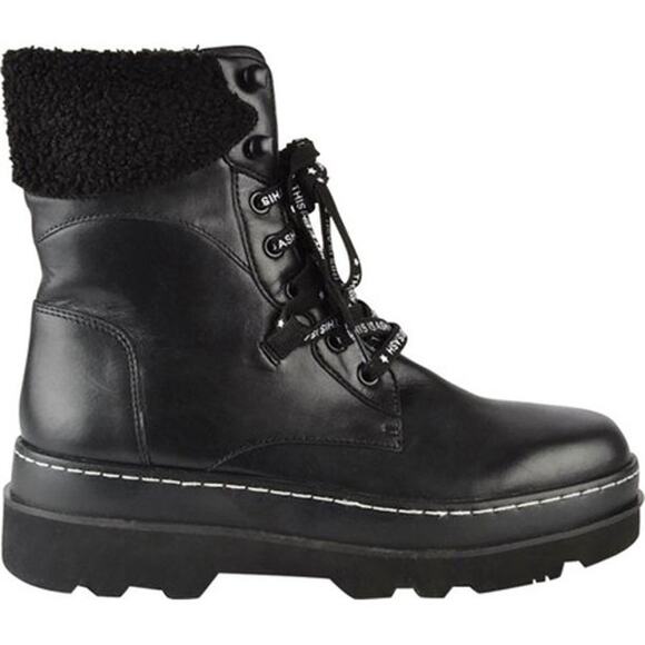 Ash Siberia Faux Fur & Leather Black Women's Combat Boots - NWT Size 7 - Picture 6 of 13